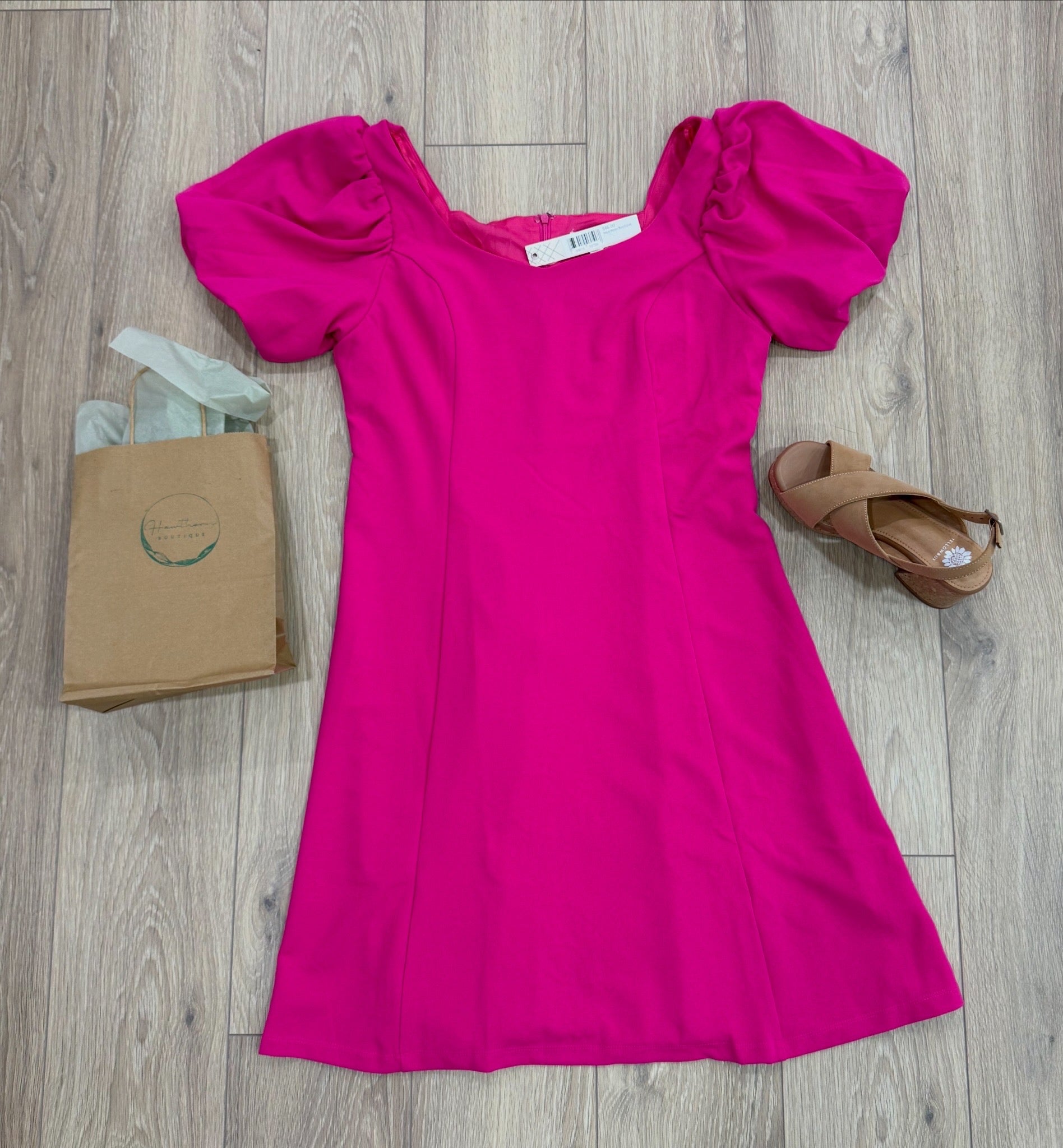 Plus- Puff Short Sleeve Heavy Knit Dress
