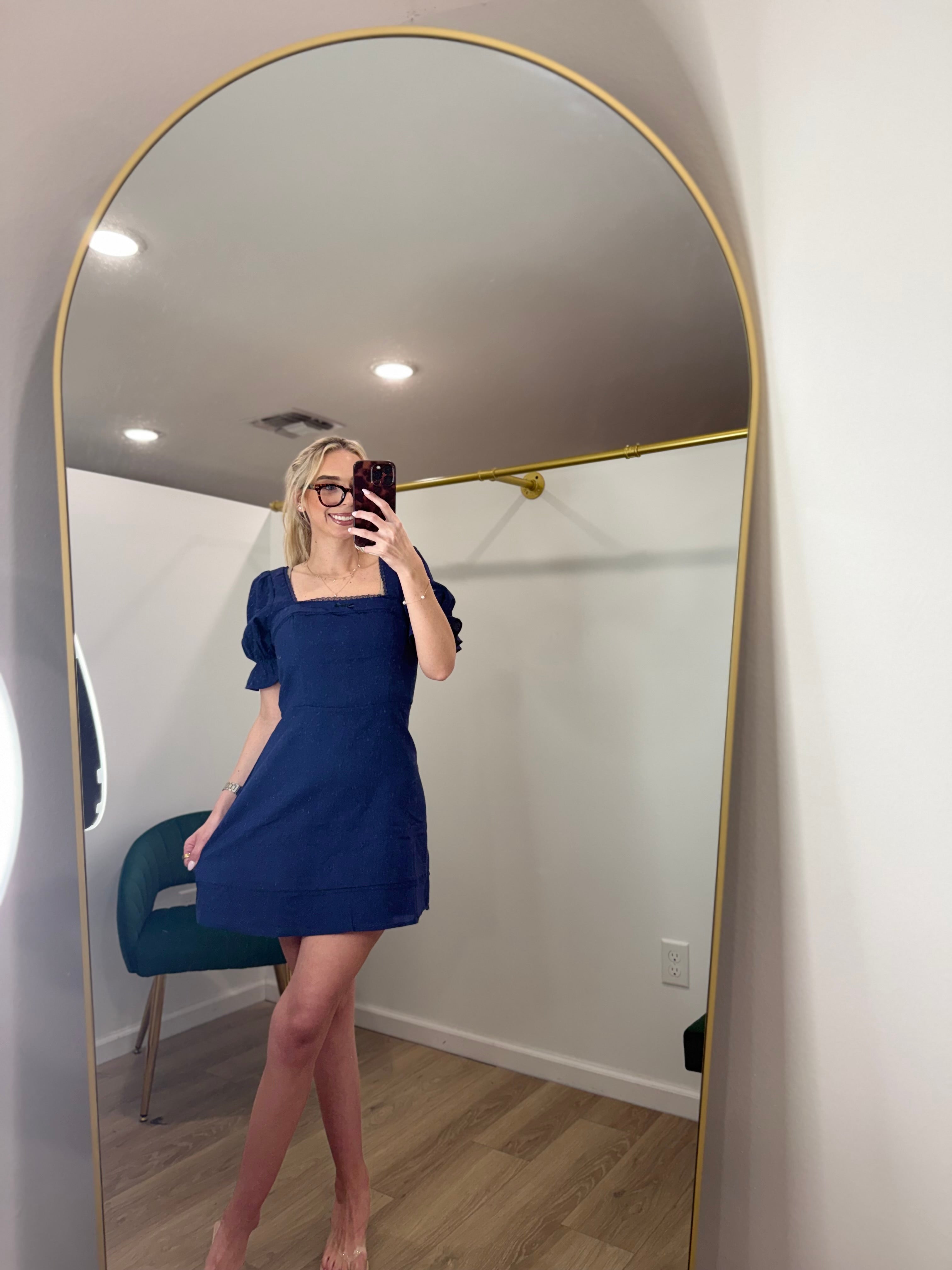 Puff Sleeve Square Neck Mini Dress