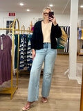 Eesome Open Front Bubble Sleeve Knit Cardigan