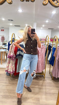 JBD High Rise Full Length Distressed Dad Jean