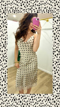 She+Sky Taupe Cami Woven Lace Polka-Dot Dress