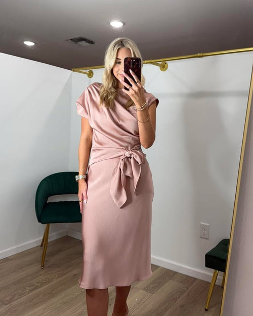 Assymetrical Neck Tie Midi