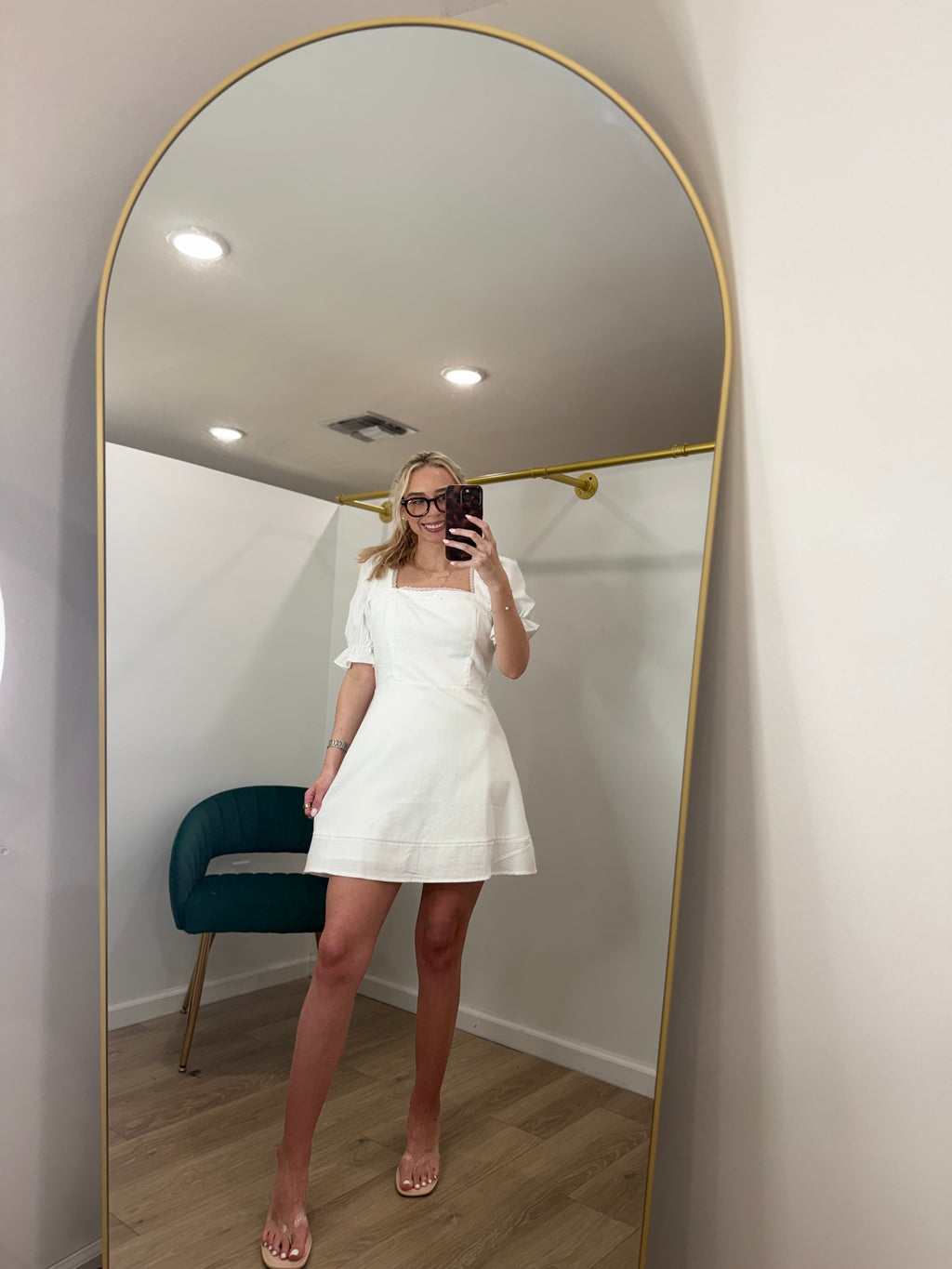 Puff Sleeve Square Neck Mini Dress