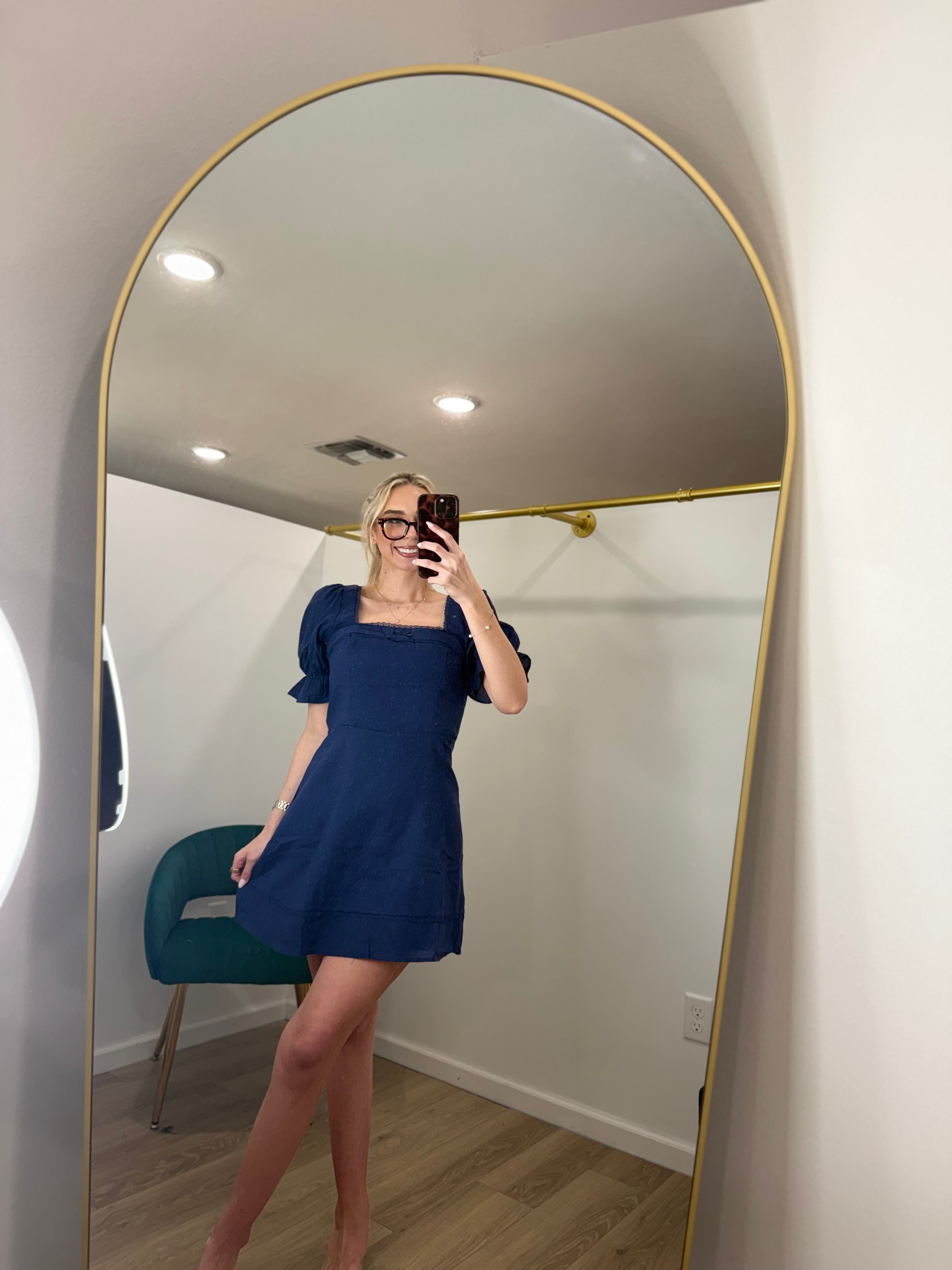 Puff Sleeve Square Neck Mini Dress
