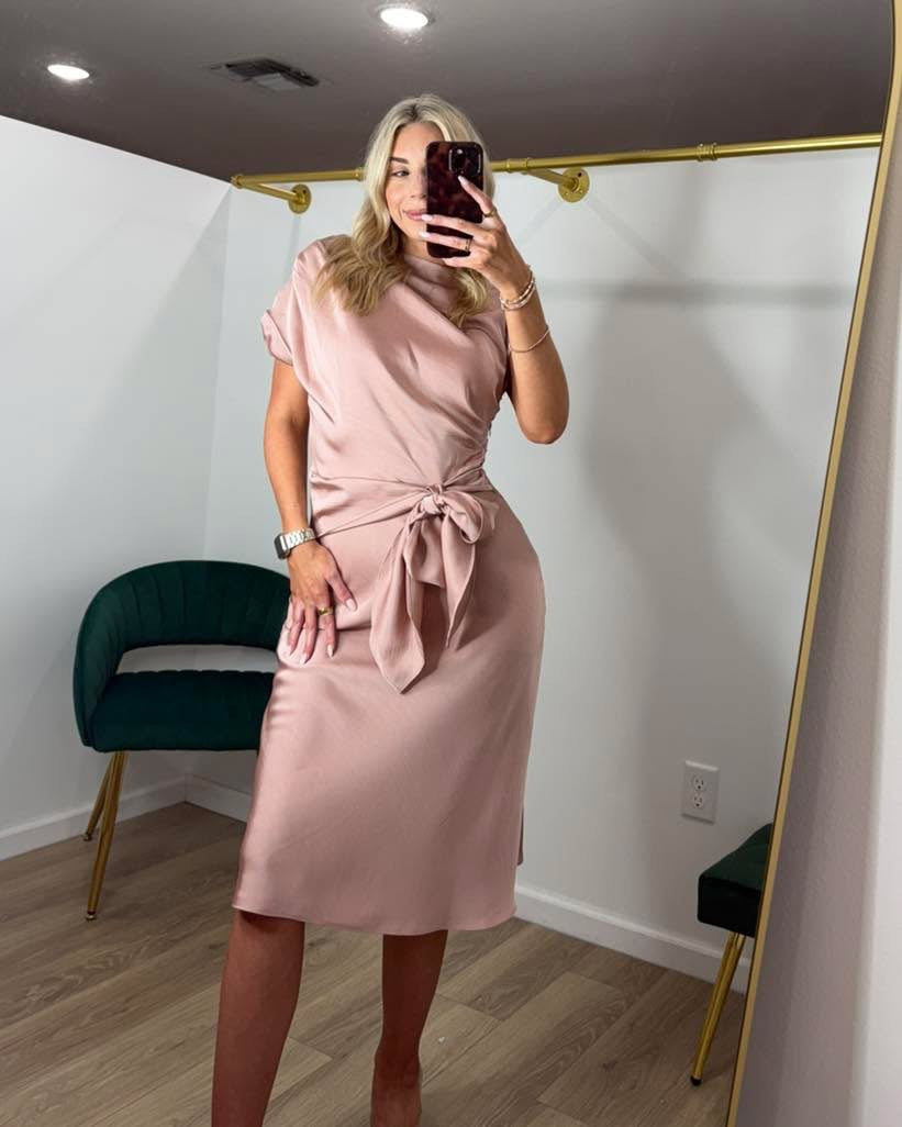 Assymetrical Neck Tie Midi