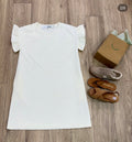 Plus- Ruffled Sleeve Quilted Knit Dress with Side Pockets