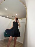 D+M Sleeveless Denim Flared Mini Dress with Raw Edge Hem