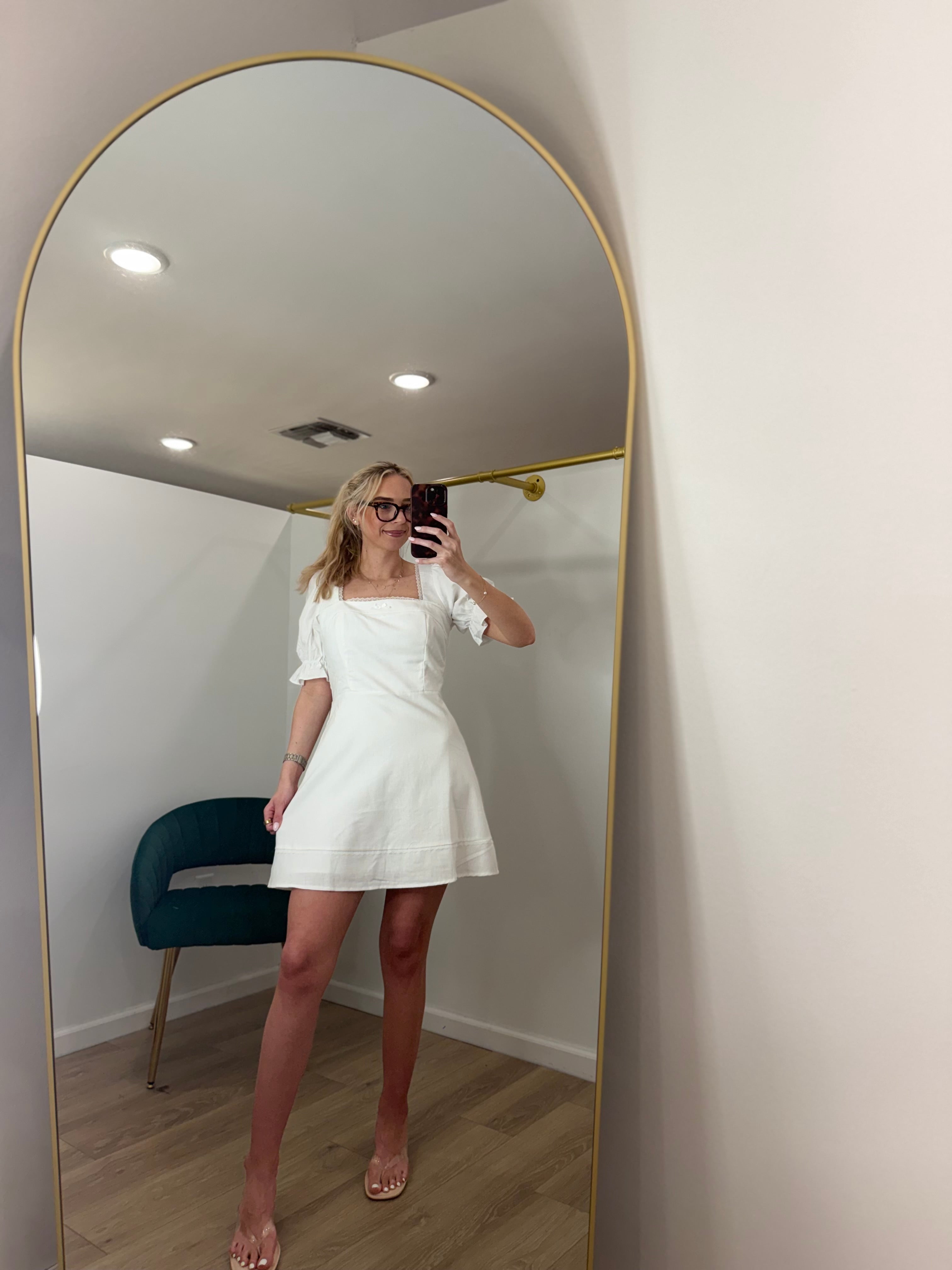 Puff Sleeve Square Neck Mini Dress