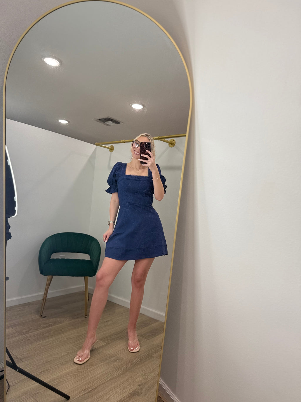Puff Sleeve Square Neck Mini Dress
