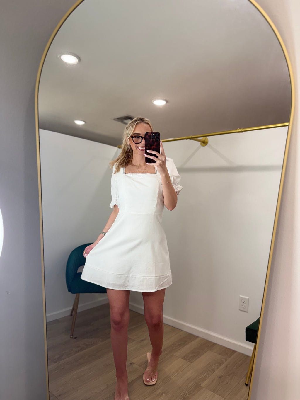 Puff Sleeve Square Neck Mini Dress