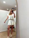 D+M Sleeveless V Neck Sweater Top and Flair Mini Skirt Set