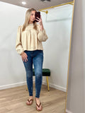 Pintuck Yoke Puff Long Sleeve Shirt