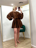 Puff Long Sleeve Flowing Mini Dress