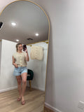 Sleeveless Crew Neck Shell Button Down Knit Sweater Vest Cream