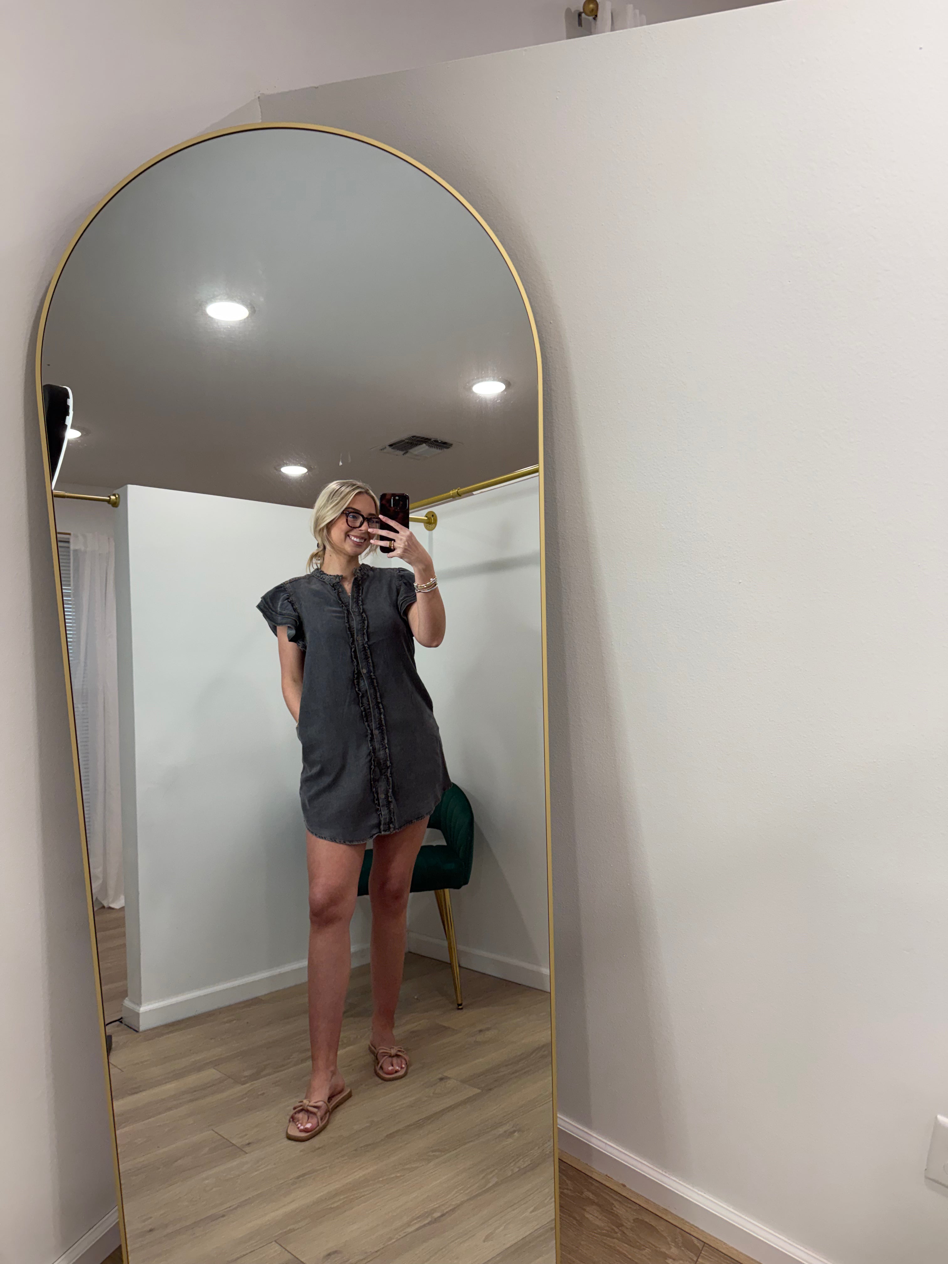 Snow Washed Down Ruffle Mini Dress