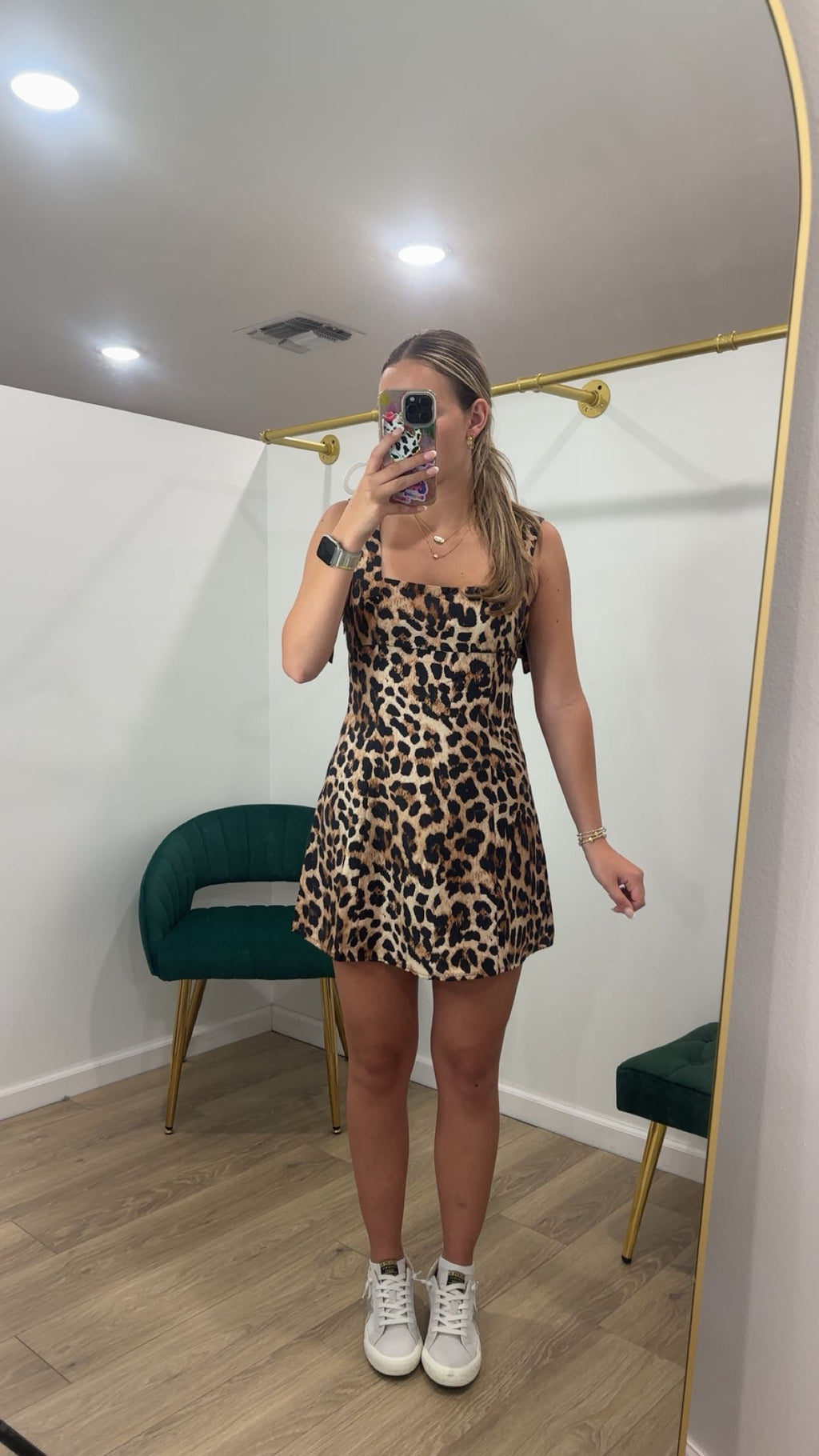 Leopard Open Back Ribbon Dress