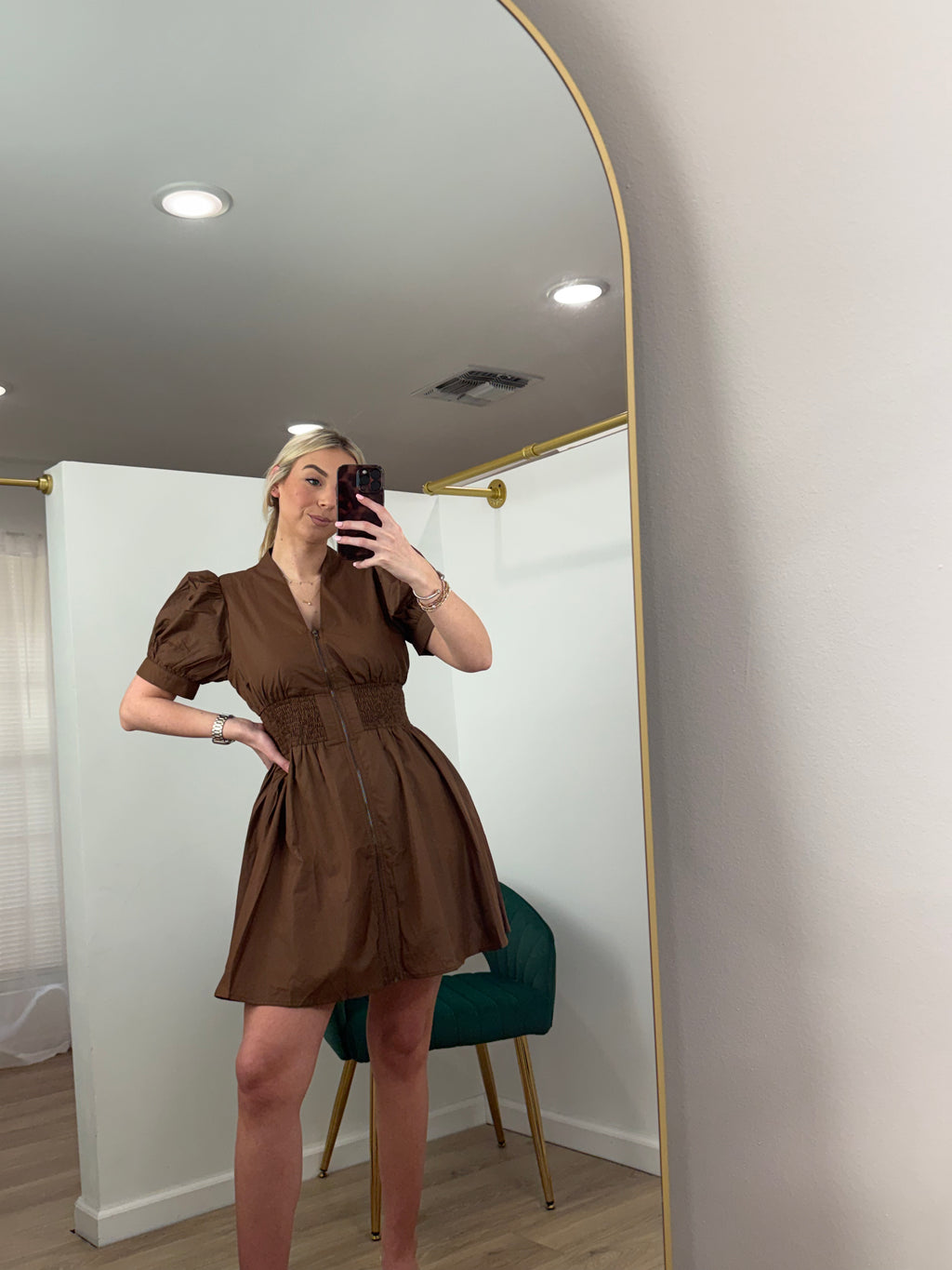 Entro-Brown Zip Up Dress