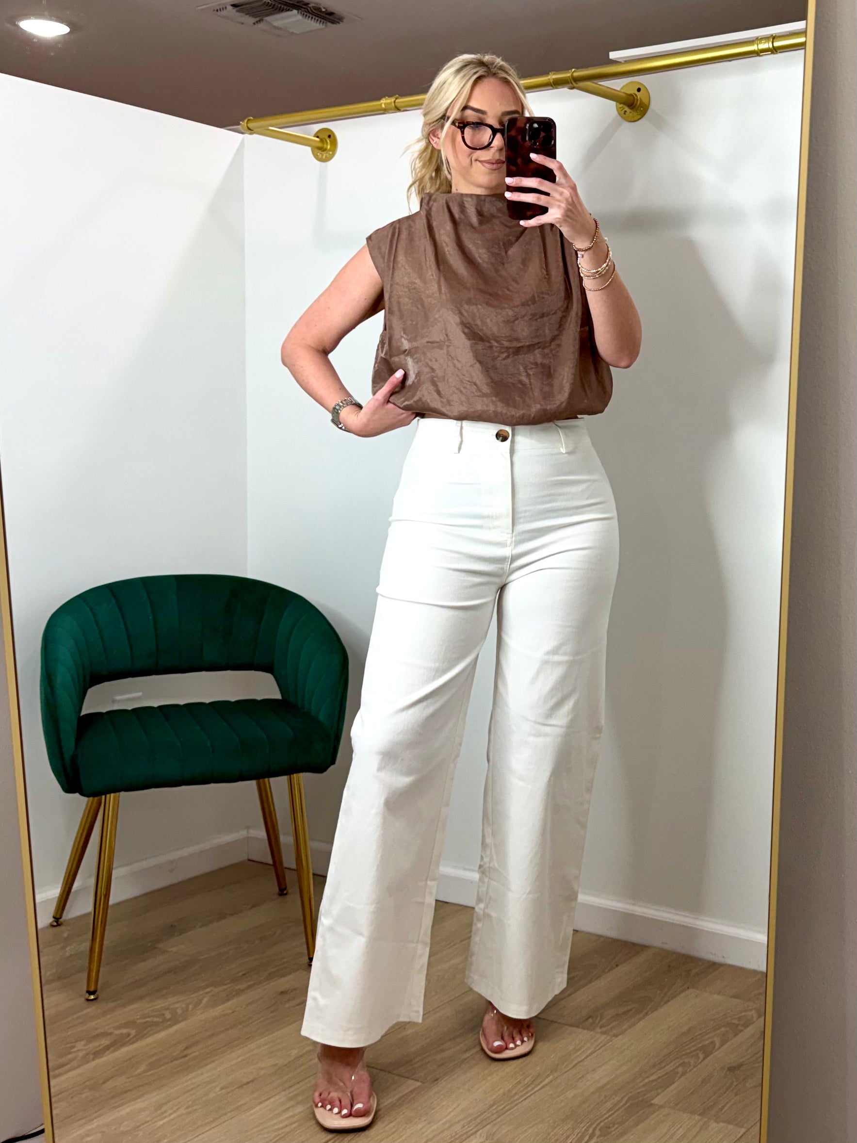 Glam Mock Neck Sleeveless Bubble Top