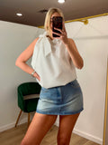 Glam White Sleeveless Shirt