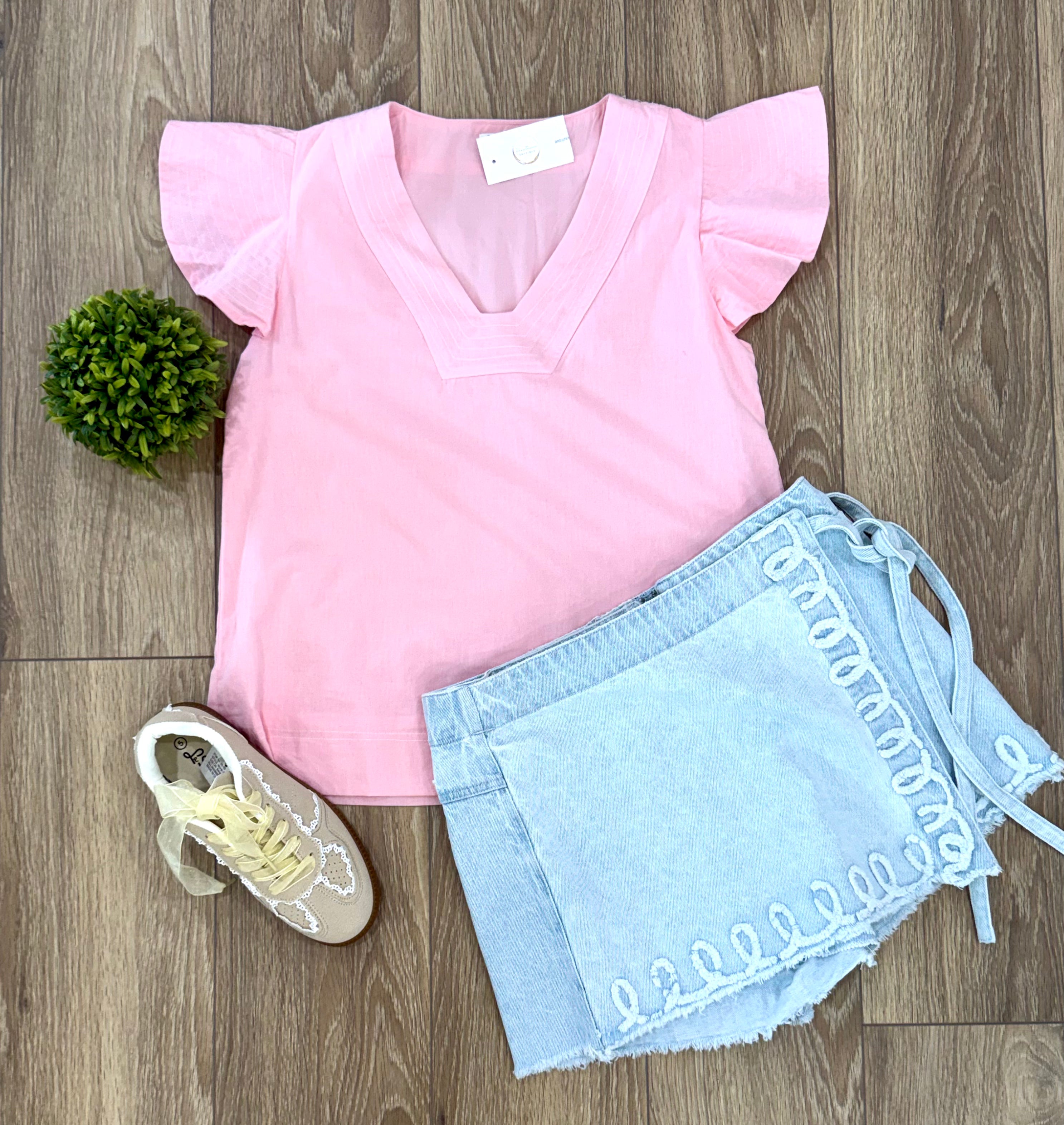 Frayed Denim Wrap Skort