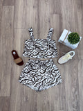 Matching Square Neck Zebra Print Linen Set