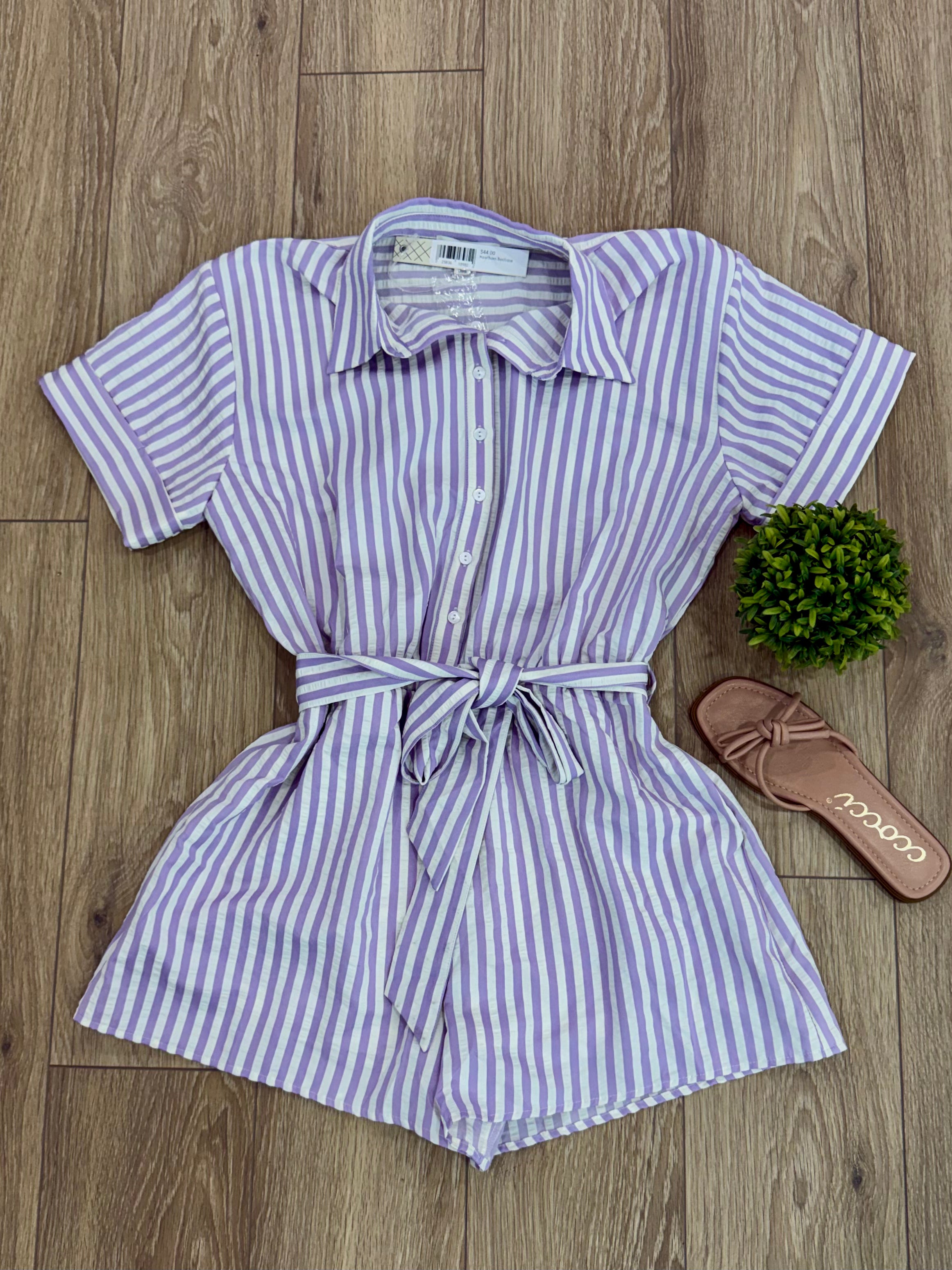 She+Sky Lilac Short Sleeve Woven Romper