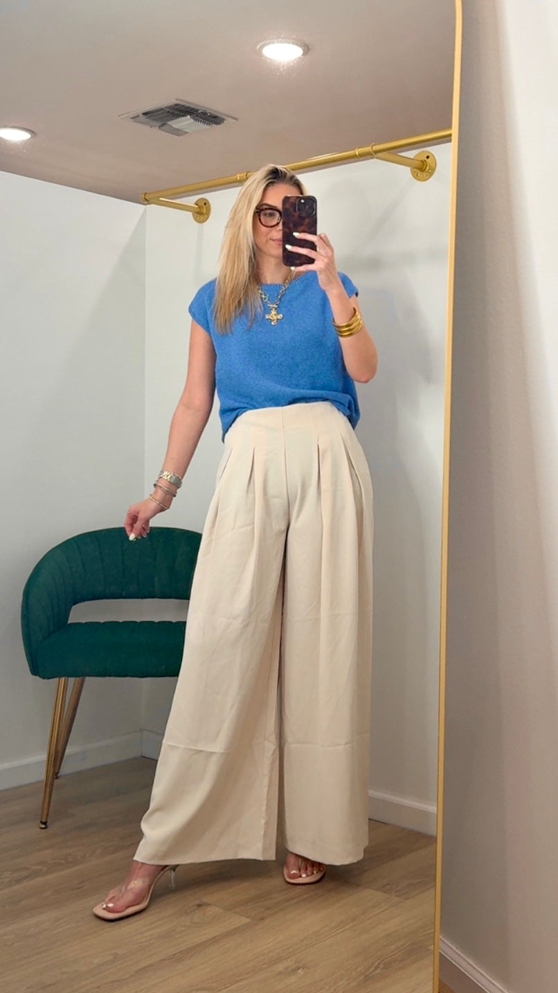 Wide Leg Pants with Back Zipper