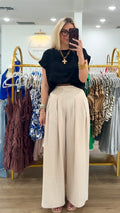 Wide Leg Pants with Back Zipper