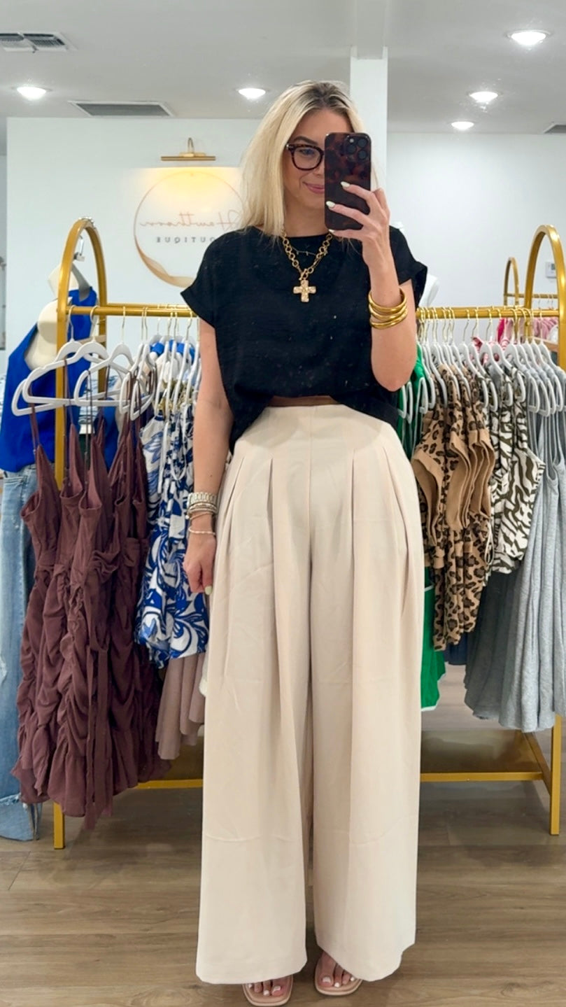 Wide Leg Pants with Back Zipper