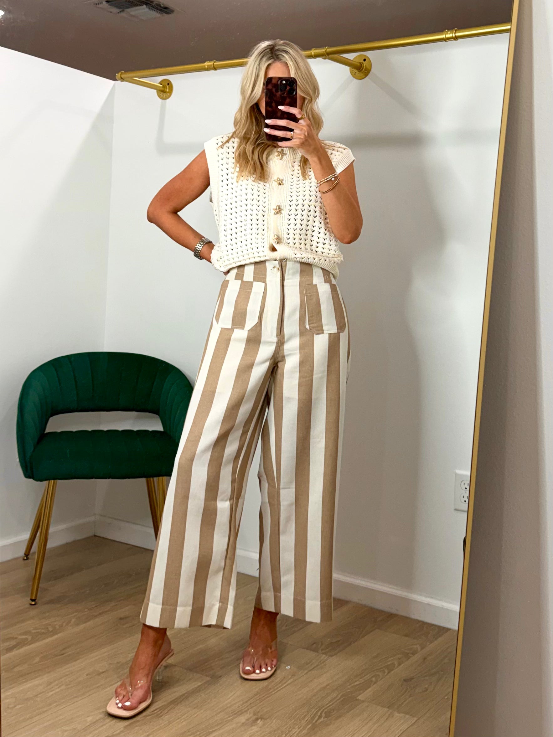 Jodifl Taupe Striped Pants