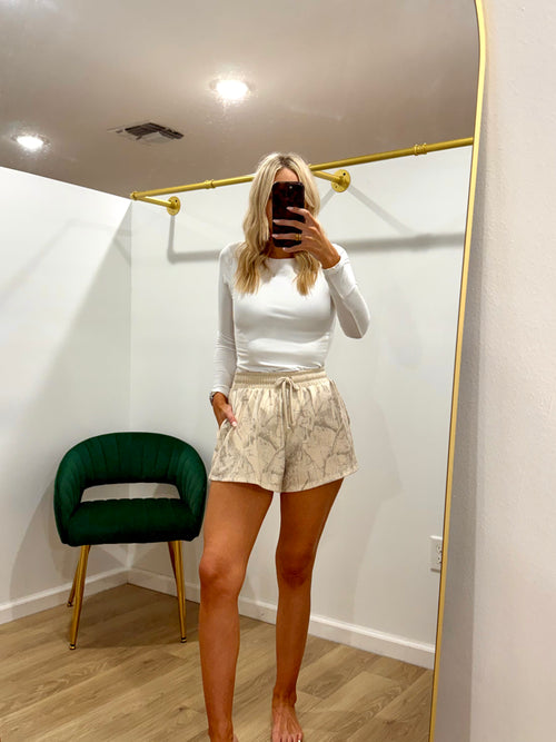 Bucketlist Camo Drawstring Shorts