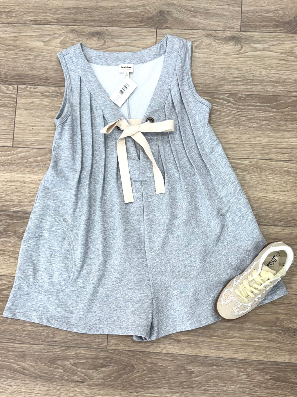 Peach Love California Heather Grey Romper