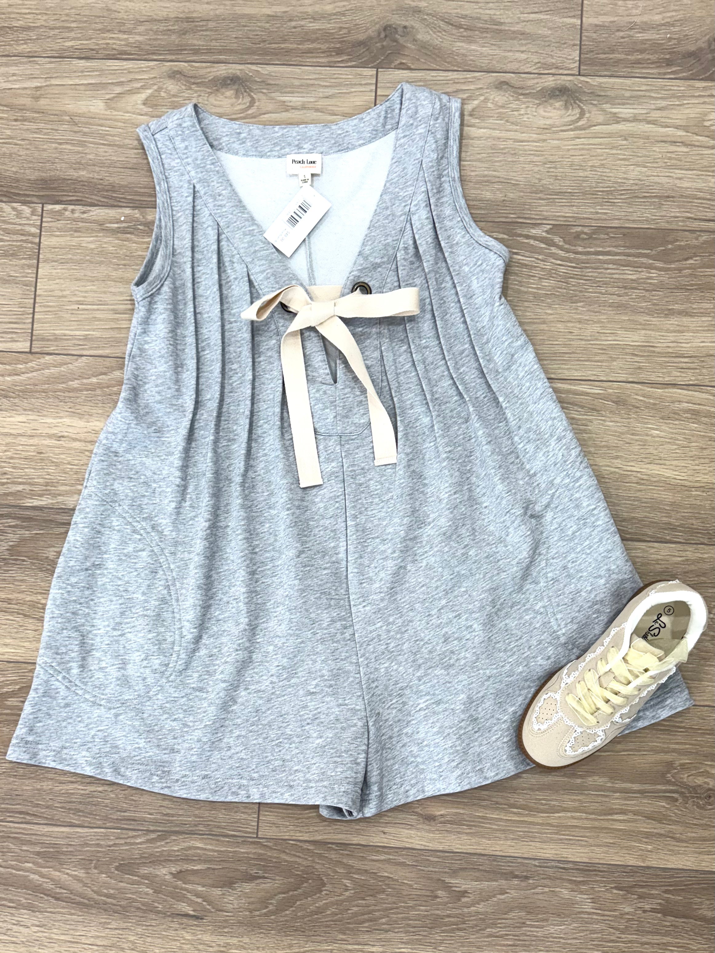 Peach Love California Heather Grey Romper