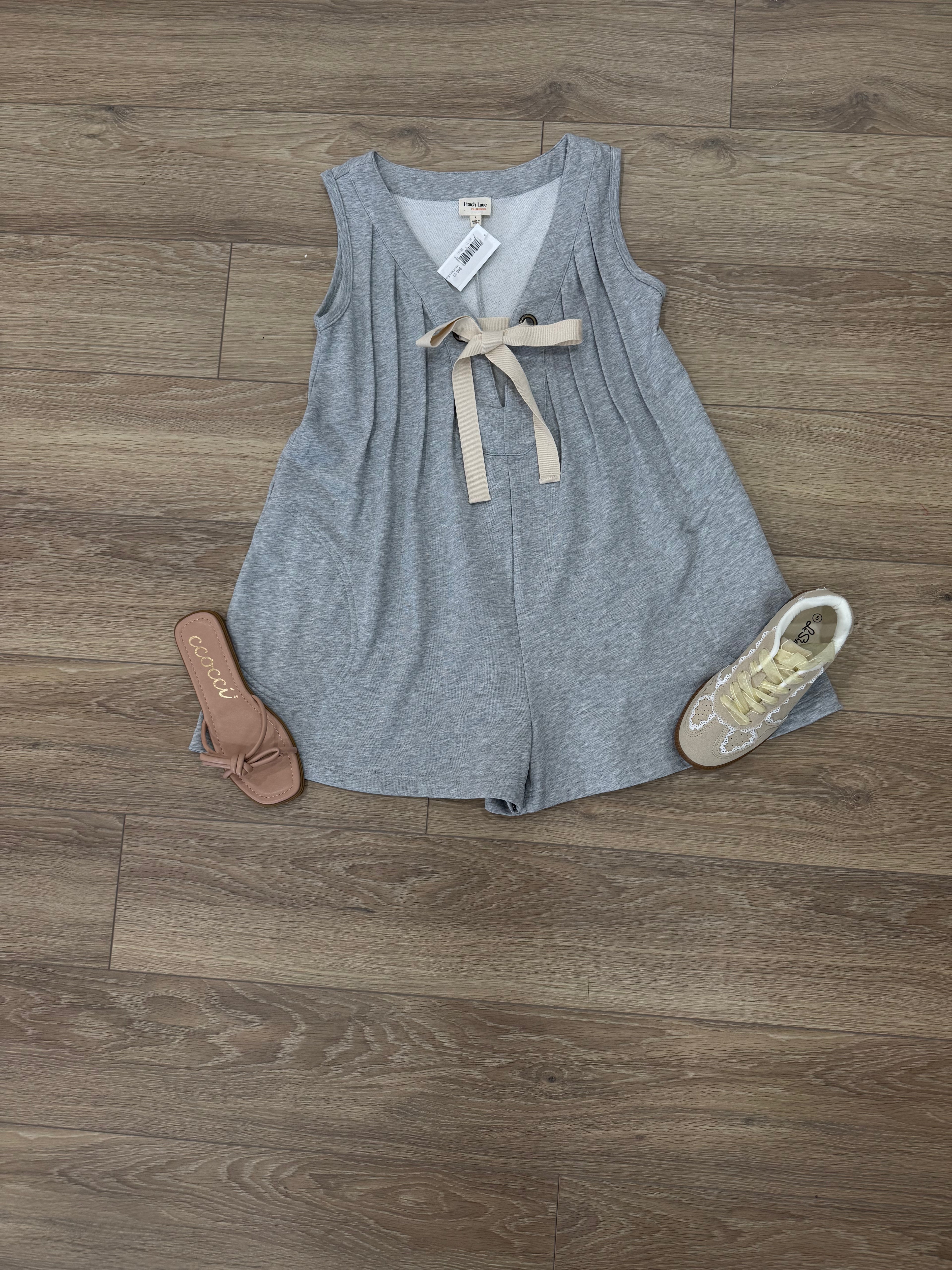 Peach Love California Heather Grey Romper