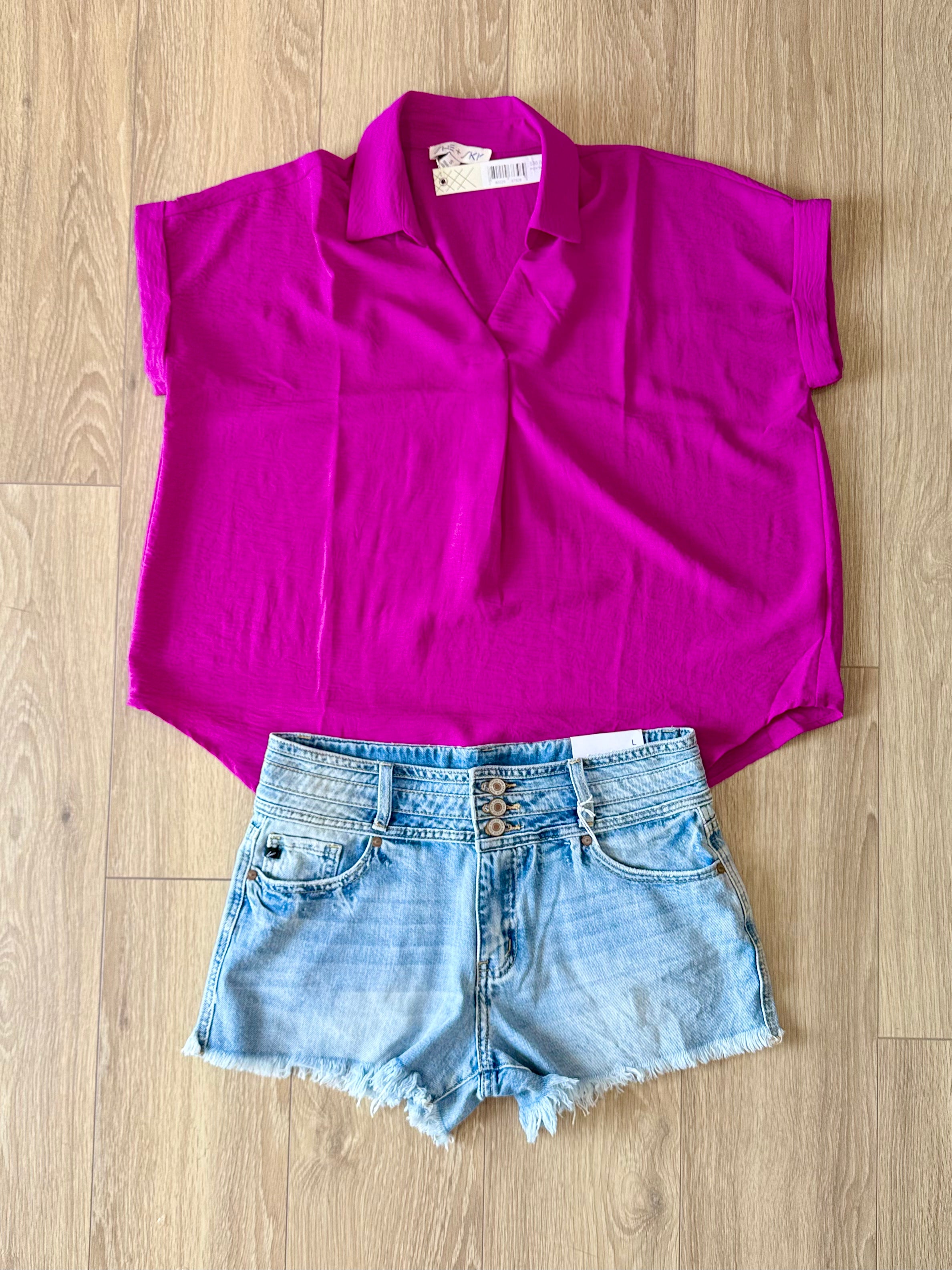 Drop Shoulder Collared Woven Top